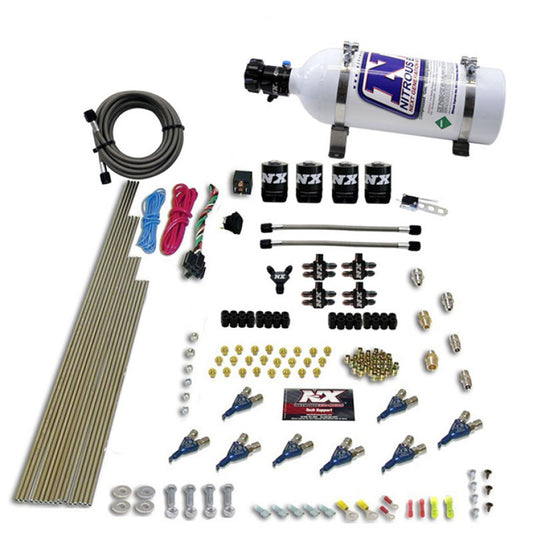 Nitrous Express 8 Cyl Piranha Direct Port 4 Solenoids Nitrous Kit (200-500HP EFI Jets) w/5lb Bottle