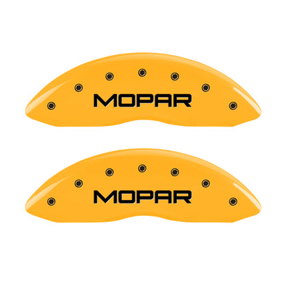 MGP 4 Caliper Covers Engraved Front & Rear Mopar Yellow Finish Black Char 2005 Chrysler 300