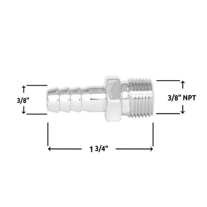 Spectre Fuel Fitting 3/8in. Hose Barb NPT Threads - Chrome