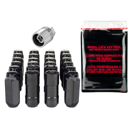 McGard 6 Lug Hex Install Kit w/Locks (Cone Seat Nut) M14X2.0 / 13/16 Hex / 2.25in. Length - Black