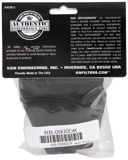 K&N Black Drycharger Round Straight Air Filter Wrap 4.5in ID x 4in H