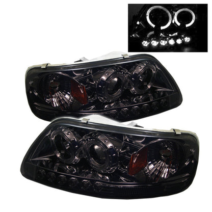 Spyder Ford F150 97-03 Projector - LED Halo Amber Reflector LED Smke PRO-YD-FF15097-1P-AM-SMC