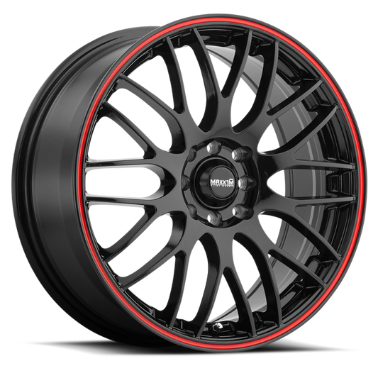 Maxxim Maze 16x7 10x100/114.3 ET40 Black/Red Stripe