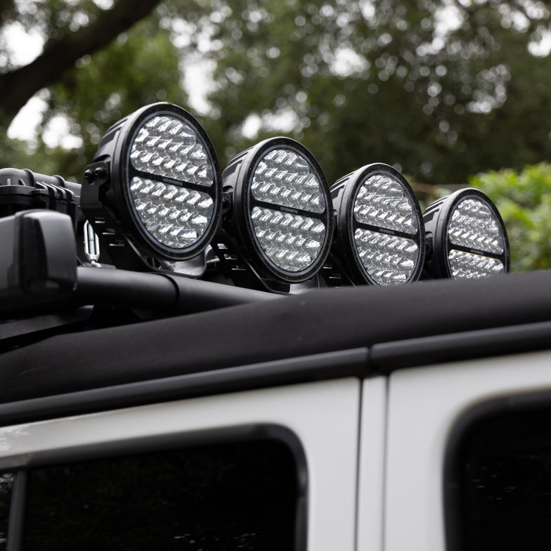 Go Rhino Xplor Blackout Series Round Single LED Spot Light Kit w/DRL (Surface Mount) 9in. - Blk