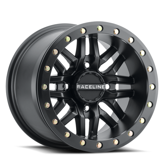 Raceline A91B Ryno 14x7in / 4x137 BP / 10mm Offset / 110.18mm Bore - Satin Black Beadlock Wheel