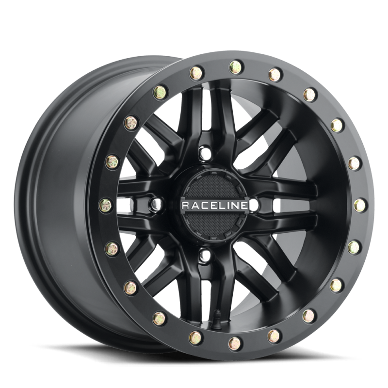 Raceline A91B Ryno 15x7in / 4x156 BP / 10mm Offset / 132.5mm Bore - Satin Black Beadlock Wheel