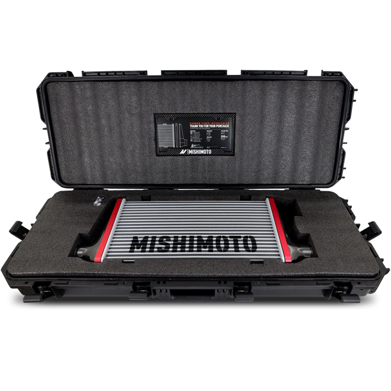 Mishimoto Universal Carbon Fiber Intercooler - Gloss Tanks - 600mm Black Core - C-Flow - BK V-Band