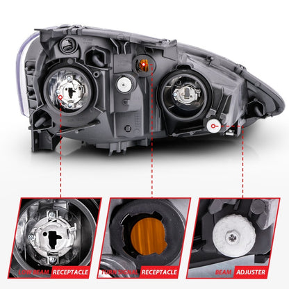 ANZO 2002-2004 Acura RSX Crystal Headlights Black