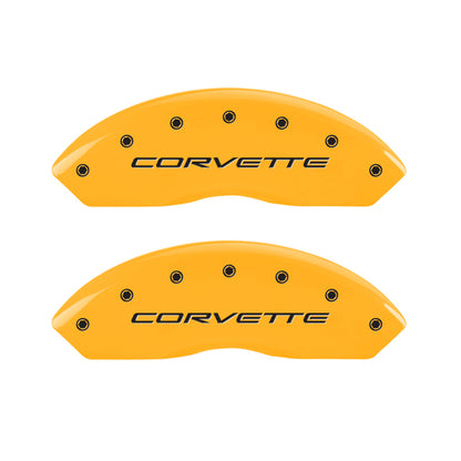 MGP 4 Caliper Covers Engraved Front & Rear C5/Corvette Yellow finish black ch