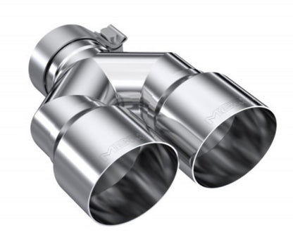 MBRP 3in ID / Dual 4in OD Out Staggered L 9.37in / R 9.87in Single Wall T304 SS Univ Exhaust Tip