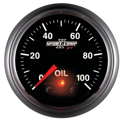 Autometer Sport-Comp II 52.4mm 0-100 PSI Oil Pressure Peak & Warn w/ Electronic Control Gauge