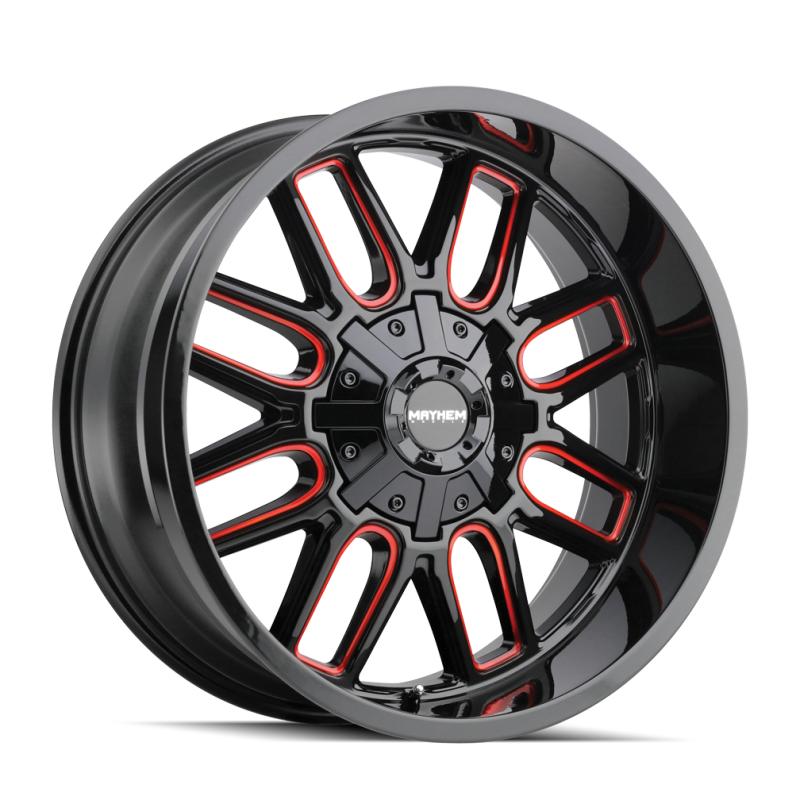 Mayhem 8107 Cogent 20x9 / 8x165.1 BP / 18mm Offset / 130.8mm Hub Black w/ Prism Red Wheel