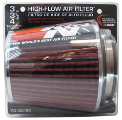 K&N Universal Air Filter Chrome Round Tapered Red - 4in Flange ID x 1.125in Flange Length x 5.5in H