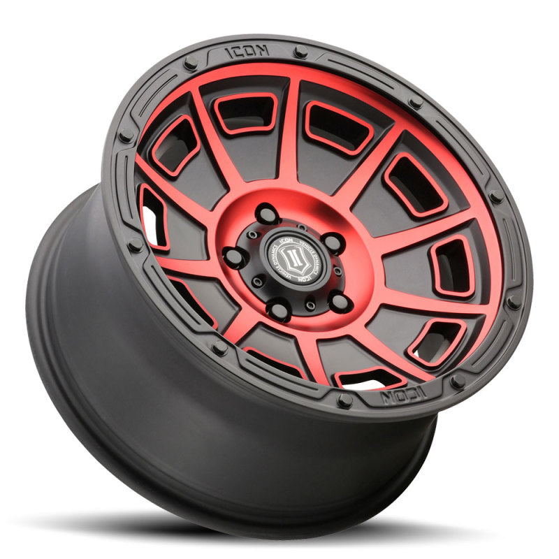 ICON Victory 17x8.5 6x120 0mm Offset 4.75in BS Satin Black w/Red Tint Wheel