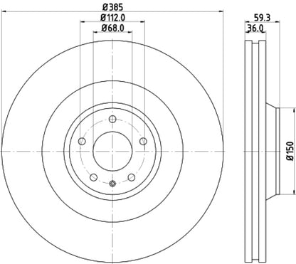 Hella Pagid Front High Carbon Brake Rotor - 05-09 Audi A8