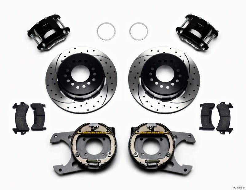 Wilwood D154 P/S Park Brake Kit Drilled 12 Bolt 2.75in offset Staggered Shock