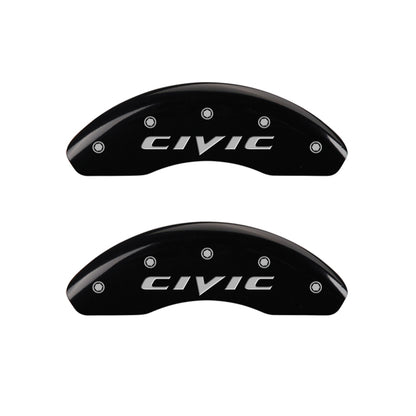 MGP 4 Caliper Covers Engraved Front & Rear MGP Yellow Finish Black Char 2017 Honda Civic