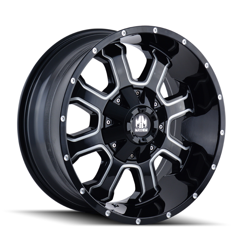 Mayhem 8103 Fierce 20x10 / 8x180 BP / -19mm Offset / 124.1mm Hub Black w/ Milled Spokes Wheel