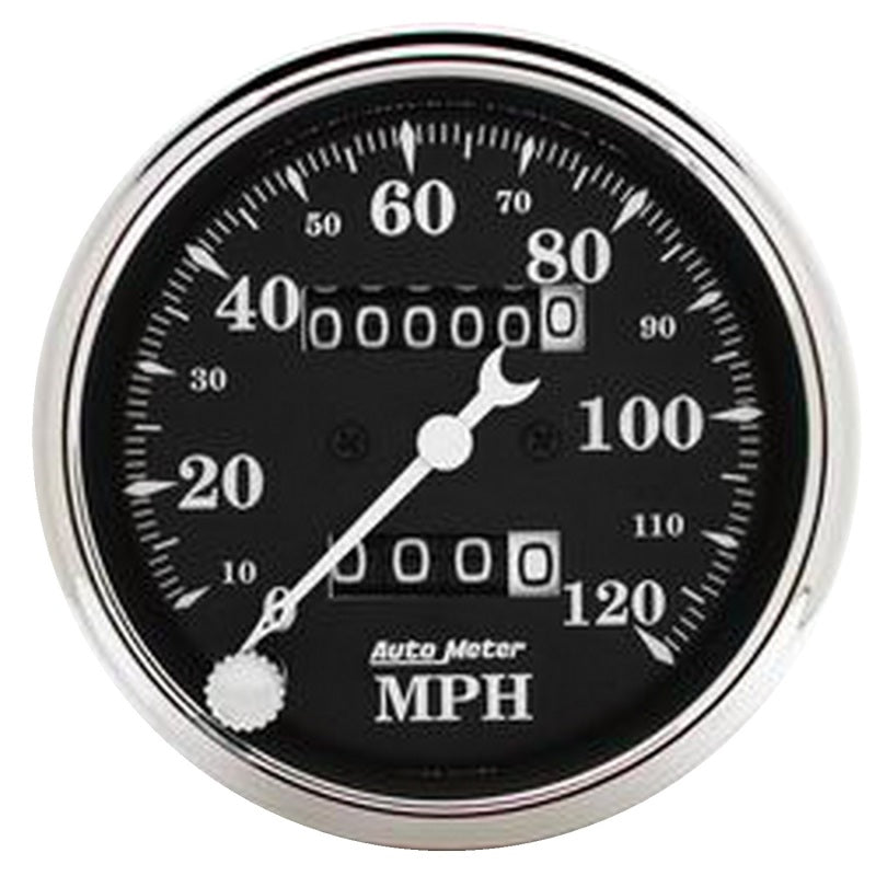 AutoMeter Gauge Speedo. 3-1/8in. 120MPH Mechanical Old Tyme Blk