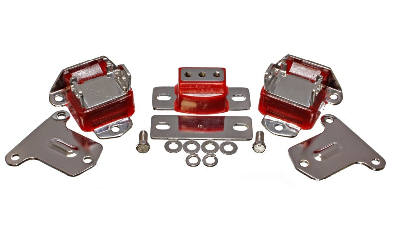 Energy Suspension 69-71 Camaro / 70-73 Monte Carlo Red Motor and Transmission Mounts; Chrome Finish