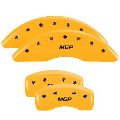 MGP 4 Caliper Covers Engraved Front & Rear MGP Yellow finish black ch