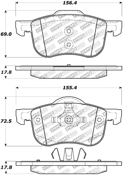 StopTech Street Select Brake Pads w/ Hardware Front - 01-09 Volvo S60