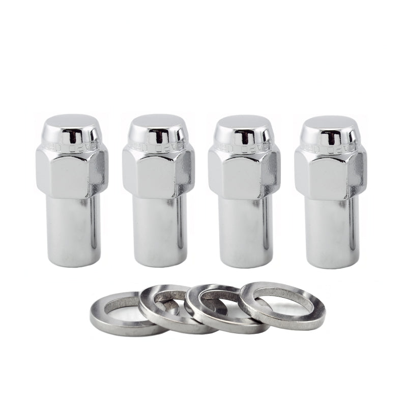 McGard Hex Lug Nut (Long Shank - .946in.) 1/2-20 / 13/16 Hex / 1.85in. Length (4-Pack) - Chrome