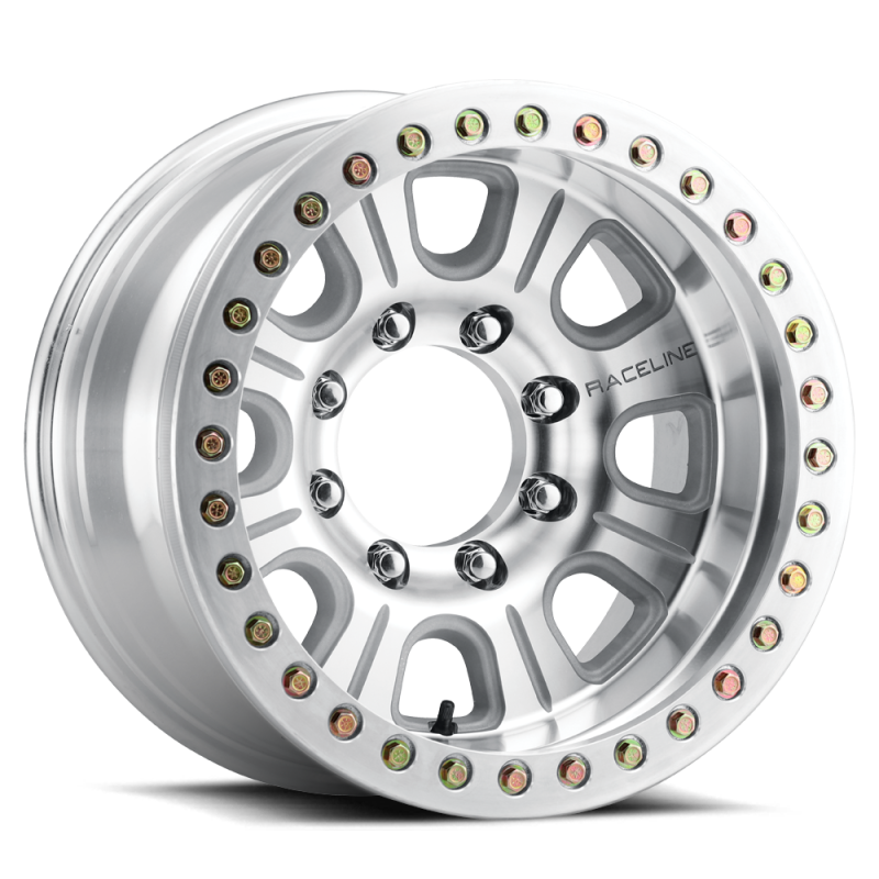 Raceline RT233 Monster 17x9.5in / 6x139.7 BP / -32mm Offset / 107.95mm Bore- Machined Beadlock Wheel