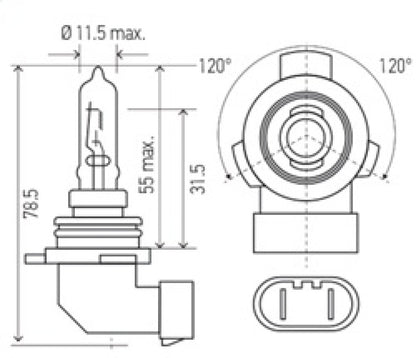 Hella Bulb 9012LL/HIR2 12V 55W PX22d