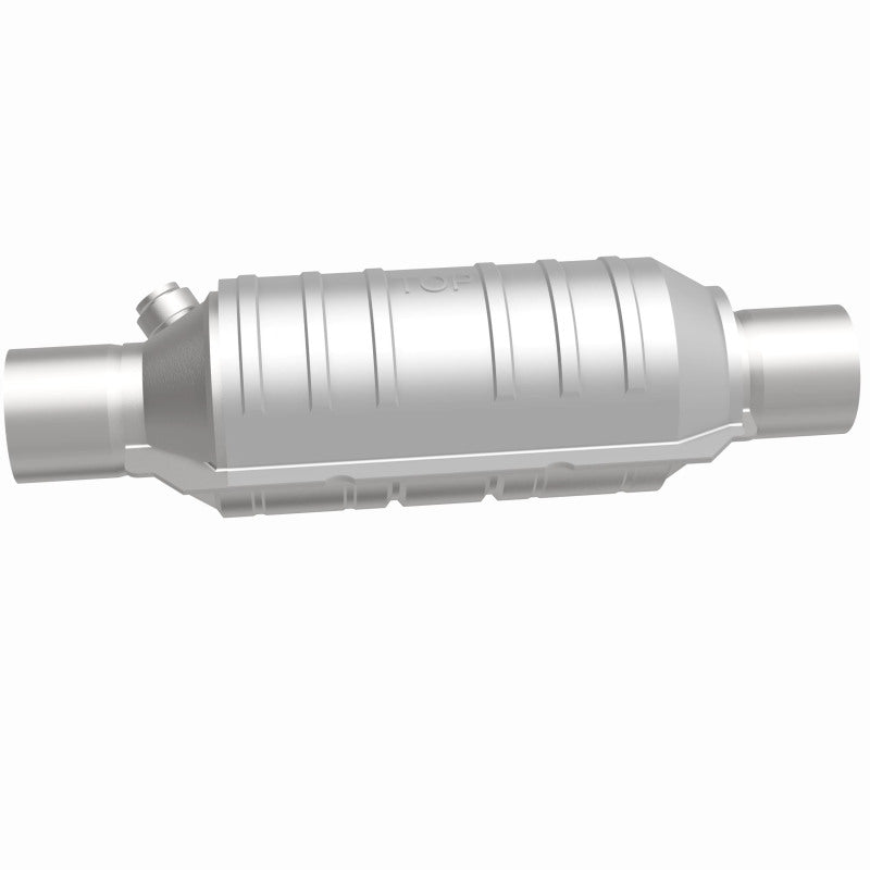 MagnaFlow Univ Cat Conv 2in Inlet/Outlet Ctr/Ctr Round 11in Body L x 5.125in W x 15in Overall L