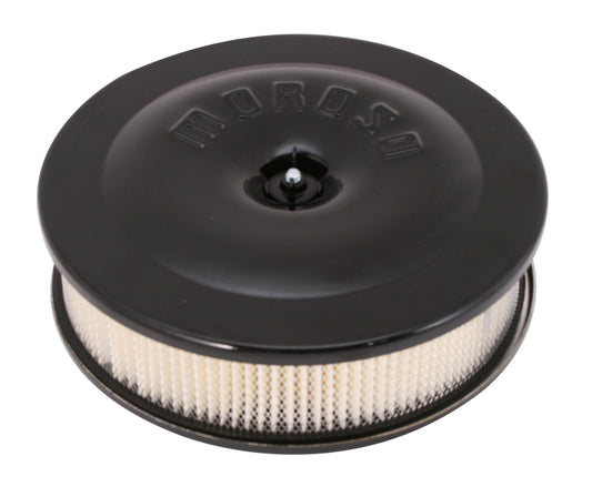 Moroso Race/Street Air Cleaner - 8-1/2in x 2-3/8in Filter - Aluminum - Black Powder Coat