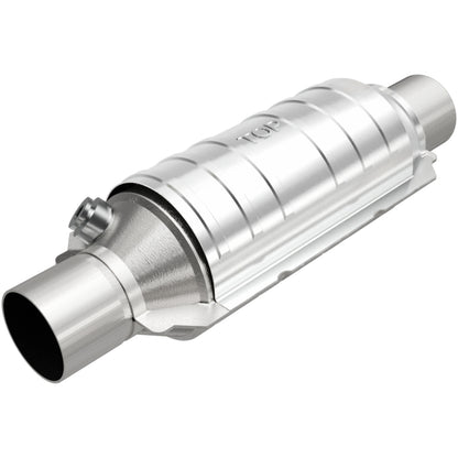 MagnaFlow Univ Cat Conv 2in Inlet/Outlet Ctr/Ctr Round 11in Body L x 5.125in W x 15in Overall L