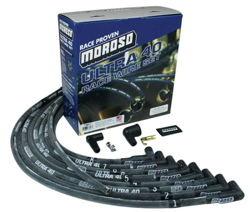 Moroso Chevrolet Small Block Ignition Wire Set - Ultra 40 - Sleeved - HEI - 90 Degree - Black