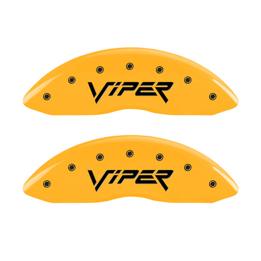 MGP 4 Caliper Covers Engraved Front & Rear Gen 2/Viper Yellow Finish Black Ch