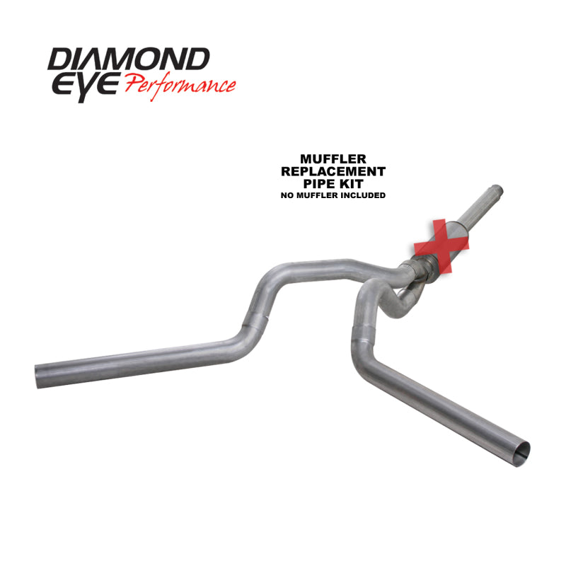 Diamond Eye KIT 4in CB MFLR RPLCMENT PIPE DUAL AL: 94-97 FORD 7.3L F250/F350 PWRSTROKE