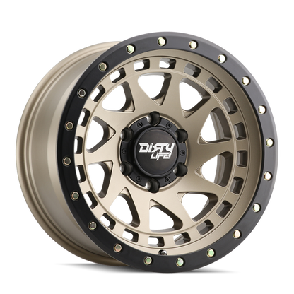 Dirty Life 9311 Enigma Pro 17x9/6x135 BP/-12mm Offset/87.1mm Hub Satin Gold Wheel - Beadlock