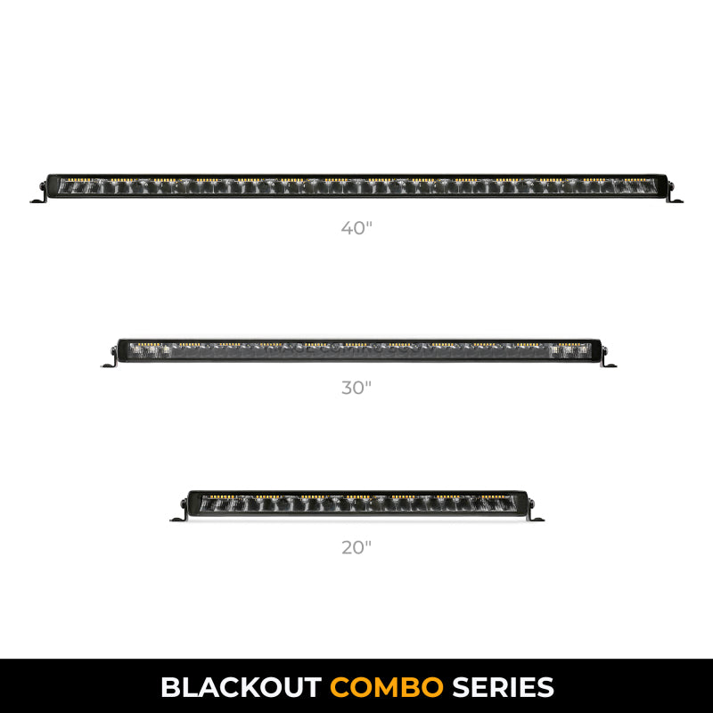 Go Rhino Xplor Blackout Combo Series Sgl Row LED Light Bar w/Amber (Side/Track Mount) 31.5in. - Blk