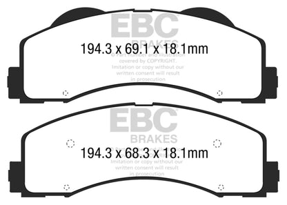 EBC 15+ Ford F150 2.7 Twin Turbo (2WD) Greenstuff Front Brake Pads