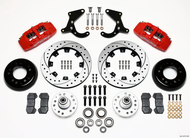 Wilwood Dynapro 6 Front Hub Kit 12.19in Drilled Red 55-57 Chevy