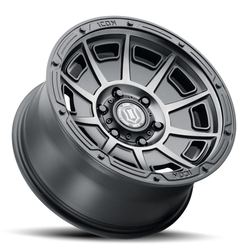 ICON Victory 17x8.5 6x5.5 0mm Offset 4.75in BS Smoked Satin Black Tint Wheel