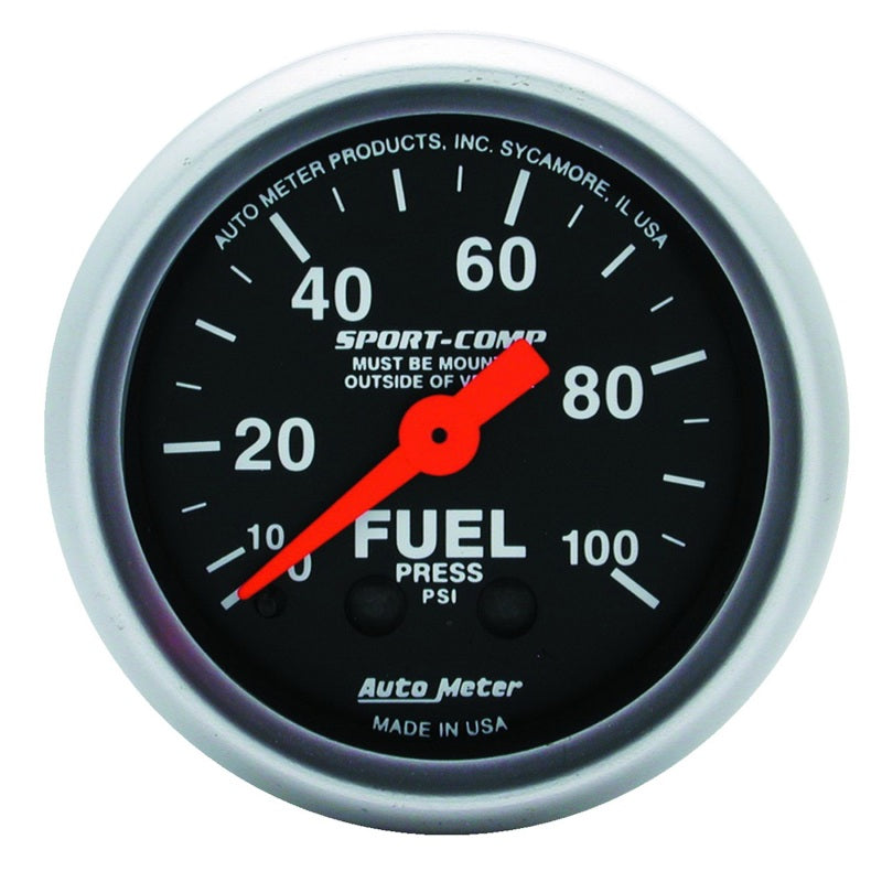 Autometer Sport-Comp 52mm 0-100 PSI Mechanical  Fuel Pressure Gauge