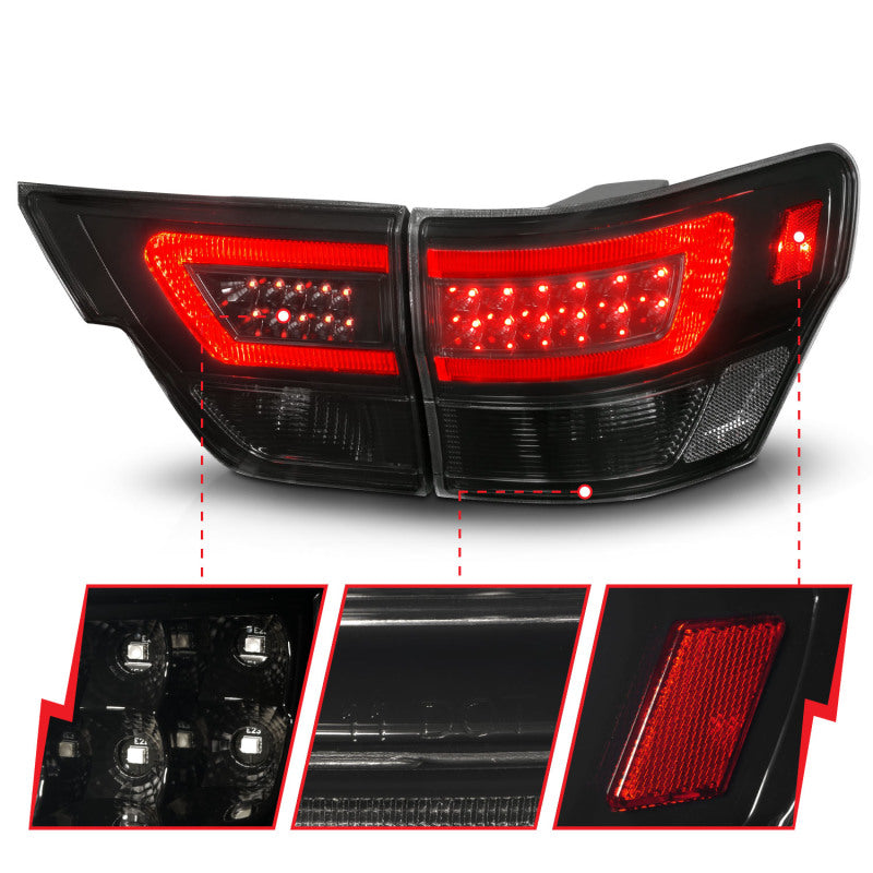 ANZO 11-13 Jeep Grand Cherokee LED Taillights w/ Lightbar Black Housing/Smoke Lens 4pcs