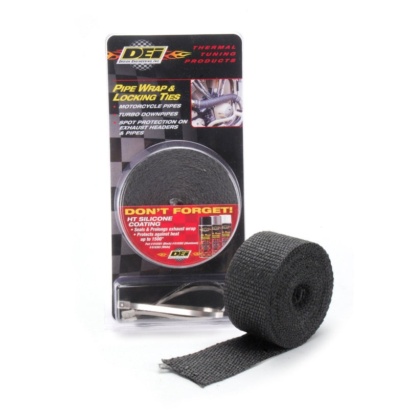 DEI - Exhaust Wrap Kit - Pipe Wrap and Locking Tie - Black