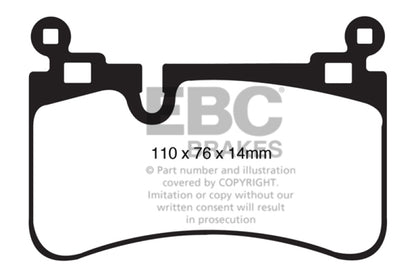 EBC 08-13 Mercedes-Benz C63 AMG (W204) 6.2 Yellowstuff Rear Brake Pads