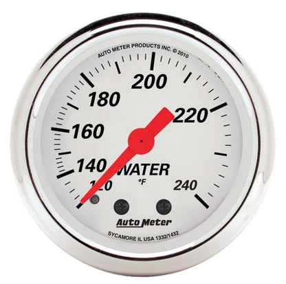 AutoMeter Gauge Water Temp 2-1/16in. 120-240 Deg. F Mech Arctic White