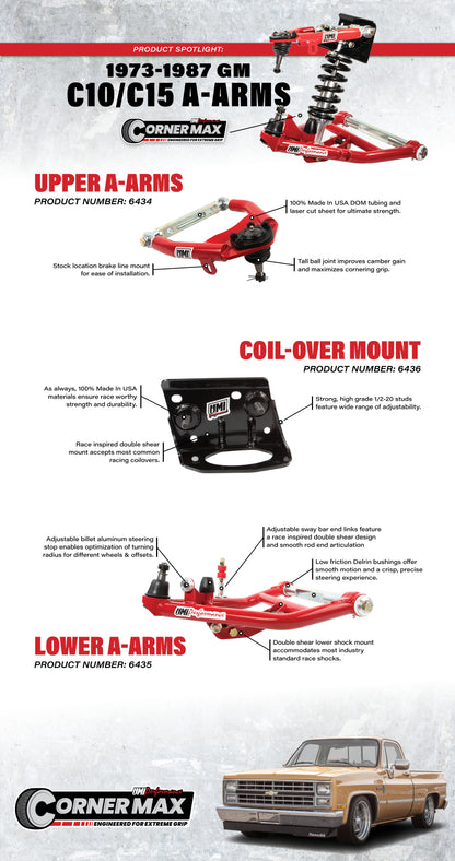 UMI Performance 73-87 GM C10 CornerMax A-Arm Kit - Red