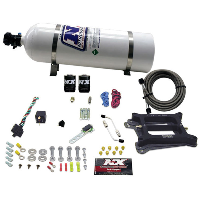 Nitrous Express 4150 4-BBL/Gasoline Nitrous Kit (100-500HP) w/15lb Bottle