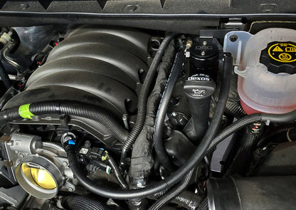 J&amp;L 19-26 Chevrolet Silverado/GMC Sierra 1500 5.3L V8 Driver Side Oil Separator 3.0 - Black Anod