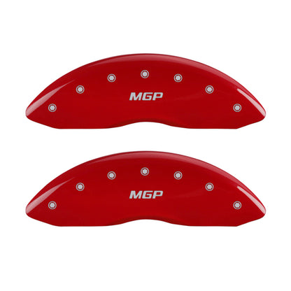 MGP 4 Caliper Covers Engraved Front & Rear GMC Red finish silver ch