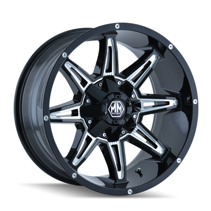 Mayhem 8090 Rampage 17x9 / 8x165.1 BP / 18mm Offset / 130.8mm Hub Black w/ Milled Spokes Wheel